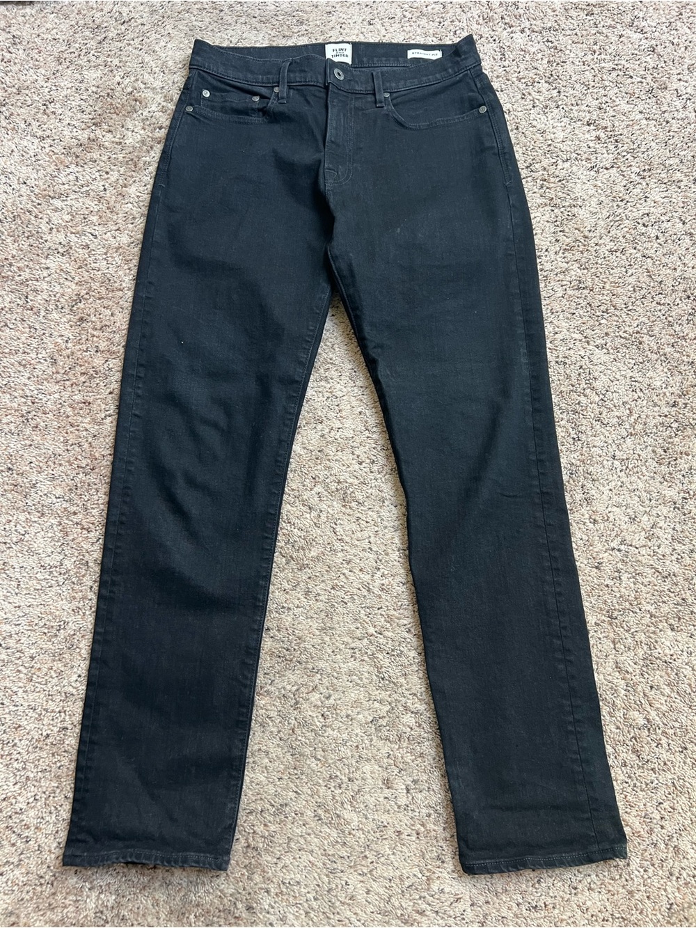 Flint and Tinder Black Denim Straight Fit Stretch Jeans 32x32